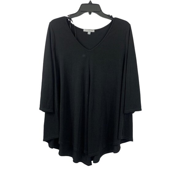 Roz & Ali Tops - Roz & Ali Women's Black Zipper Blouse
